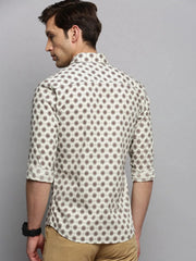 Men Cream Printed Casual Shirt-PEISKOSPRINTS-3415-Cream
