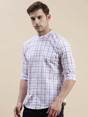 Men White Checked Casual Shirt-LAVINIA-0863-White