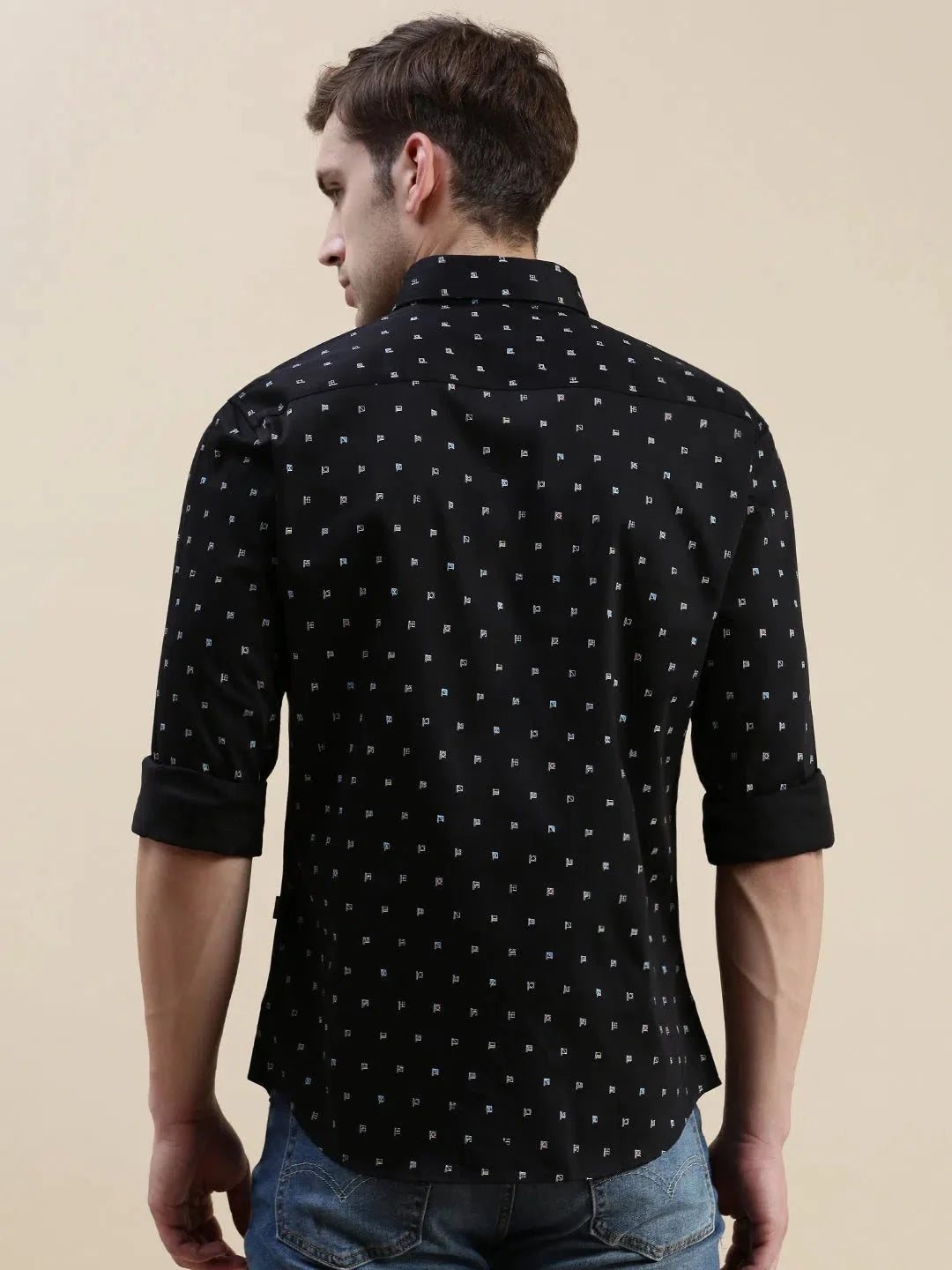 Black Graphic Print Mens Shirt - Cool Cotton Shirt