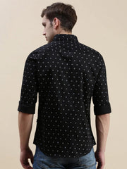 Men Black Graphics Casual Shirt-STANLEY-5554-Black