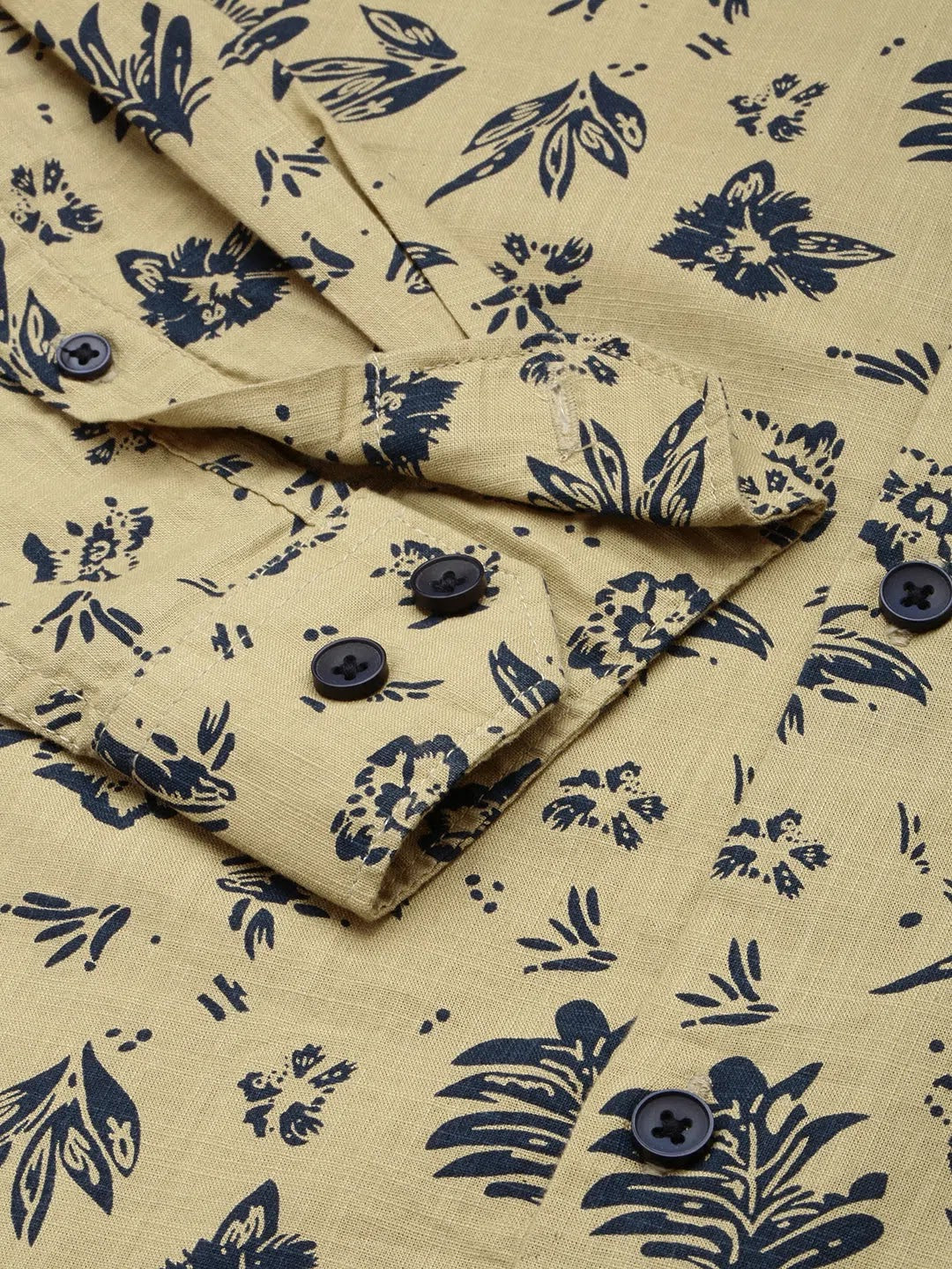 Men's Khaki Printed Shirt | DesiQlo Casual Cotton Shirts