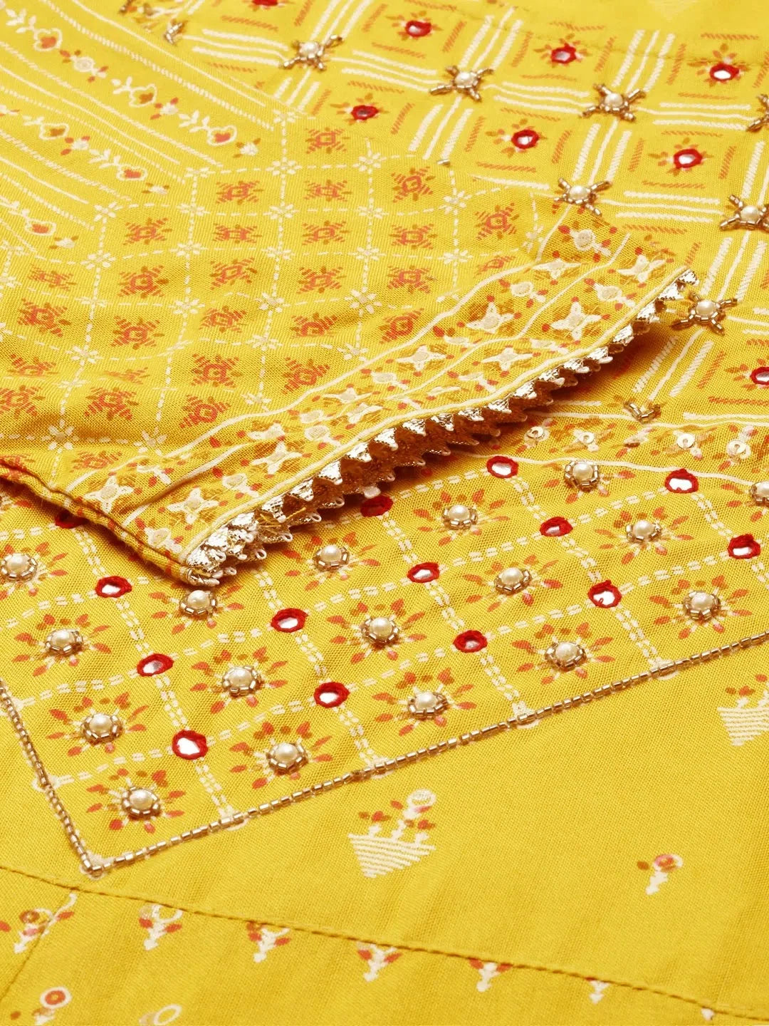 Mustard Printed Cotton Kurta Set | Women's Indian Kurta Sets