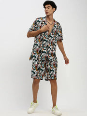 Men White Printed Co ordSet-HIPHOP-M182P-1628-White