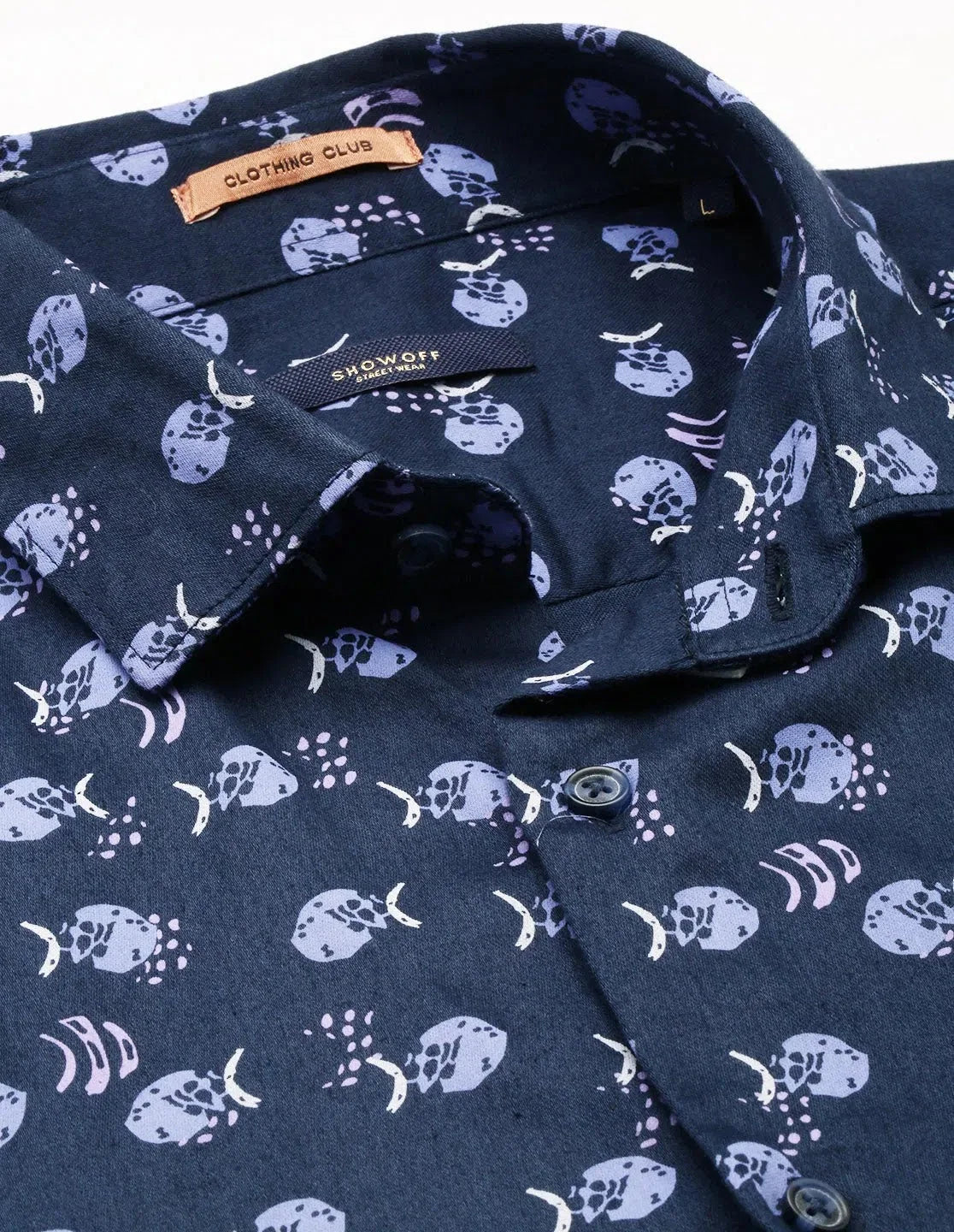 Navy Graphics Cotton Mens Shirt - Casual & Trendy DesiQlo Style