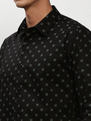 Men Black Printed Casual Casual Shirts-YAYIN-1581-Black