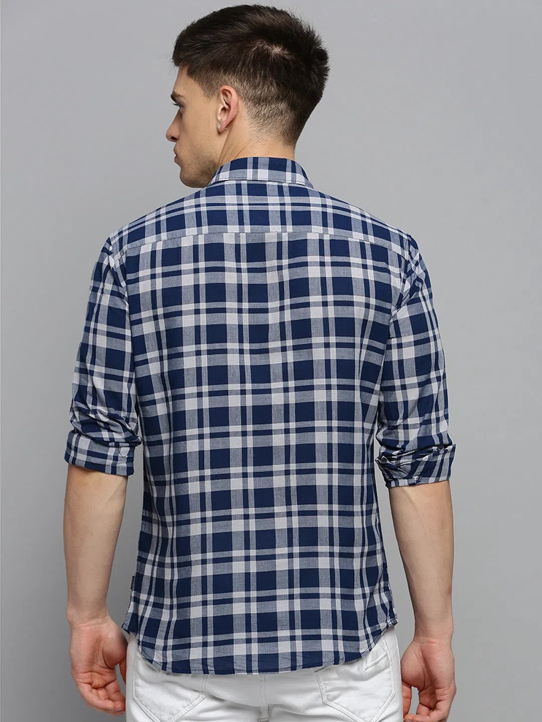 Blue Checked Cotton Mens Shirt | Casual Style