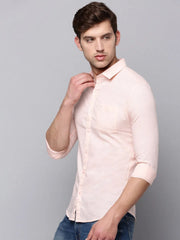Men Peach Solid Casual Shirt-LARALILEN-3131-Peach