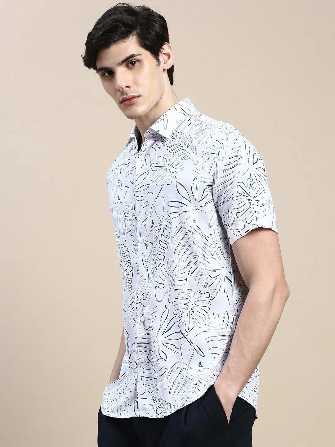 Pink Floral Cotton Mens Shirt | Casual Printed Shirt DesiQlo