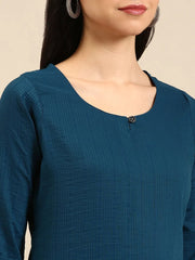 Women's Blue Solid Kurta SetKC-3327-Teal