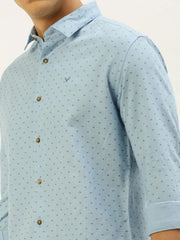 Men Blue Printed Casual Shirt-REPLAYPRINTSLINEN-3456-Blue