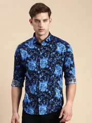 Men Blue Printed Casual Shirt-DROSHPRINT-8197-Blue