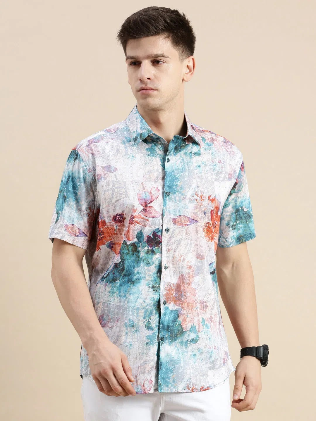 Mens Multi Floral Printed Shirt - DesiQlo Beach Shirts