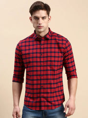 Men Red Checked Casual Shirt-BLAZOCHECKS-4664-Red
