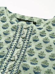 Women's Sea Green Printed Kurta Set-BCMD-99eagreen