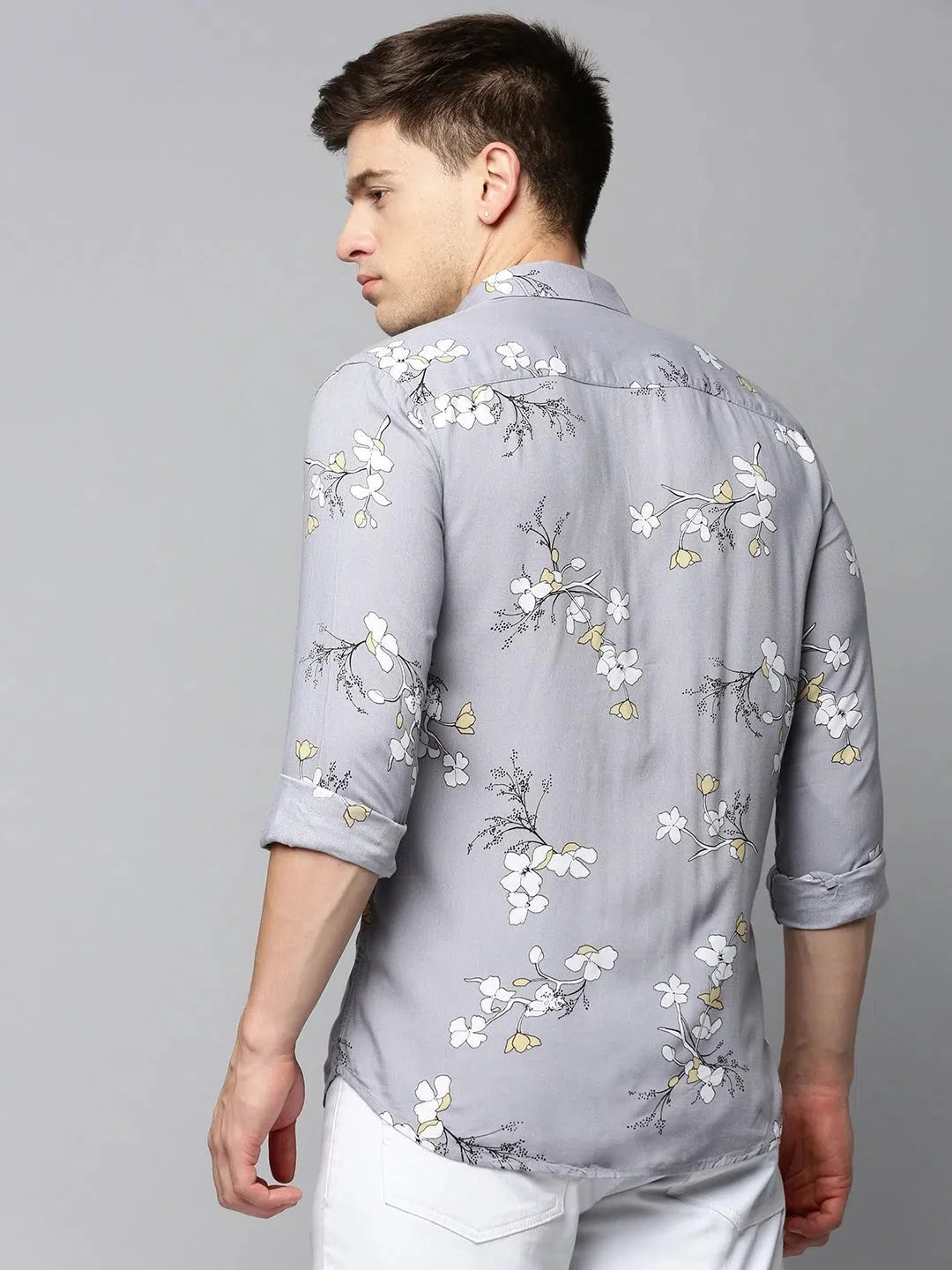 Grey Printed Mens Shirt - Casual Style | DesiQlo Fashion