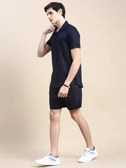 Men Navy Solid Casual Co ord Set-AM-90-17-Navyblue