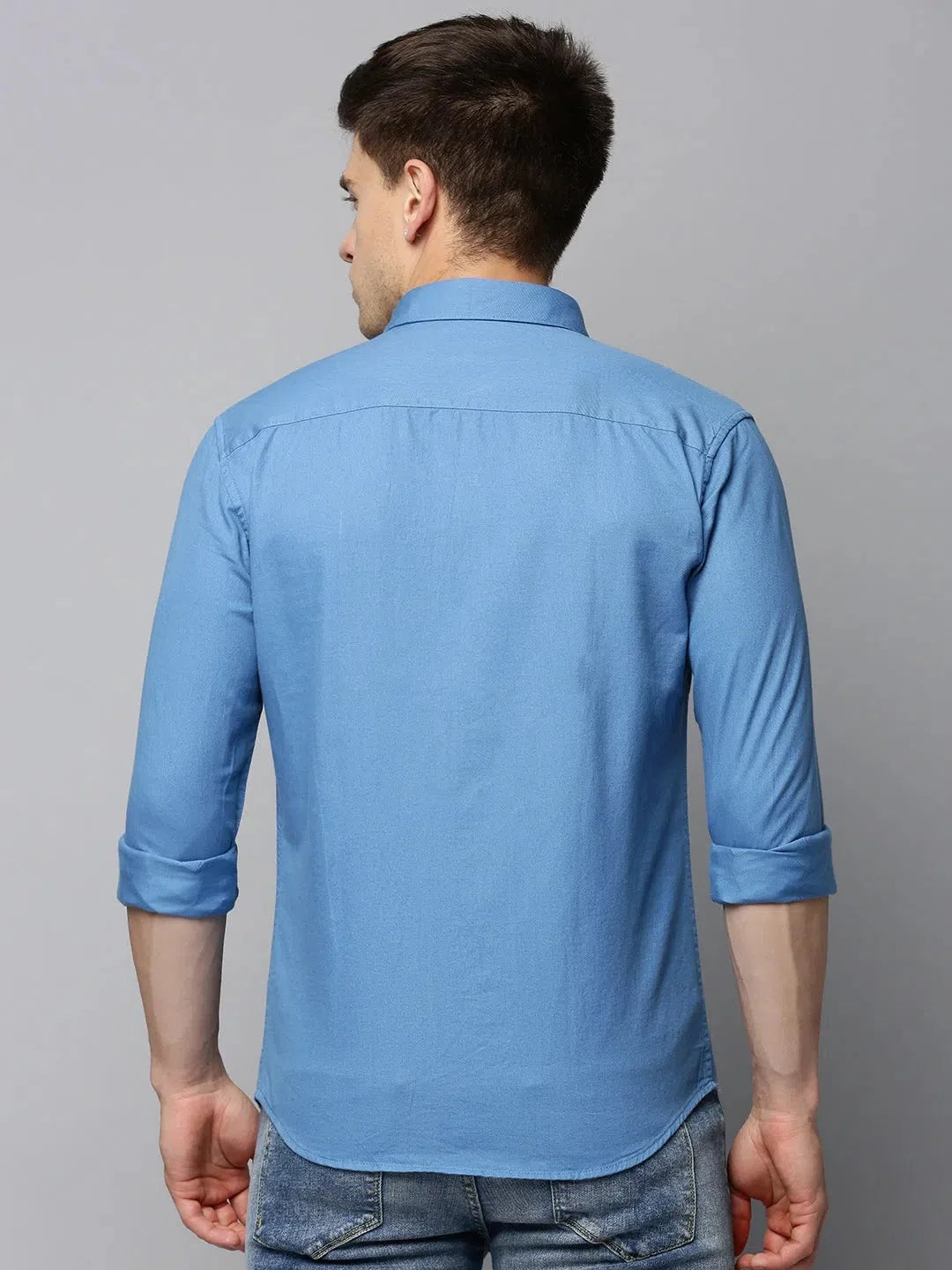 Buy Men's Blue Cotton Shirt - Solid Casual Shirt Online