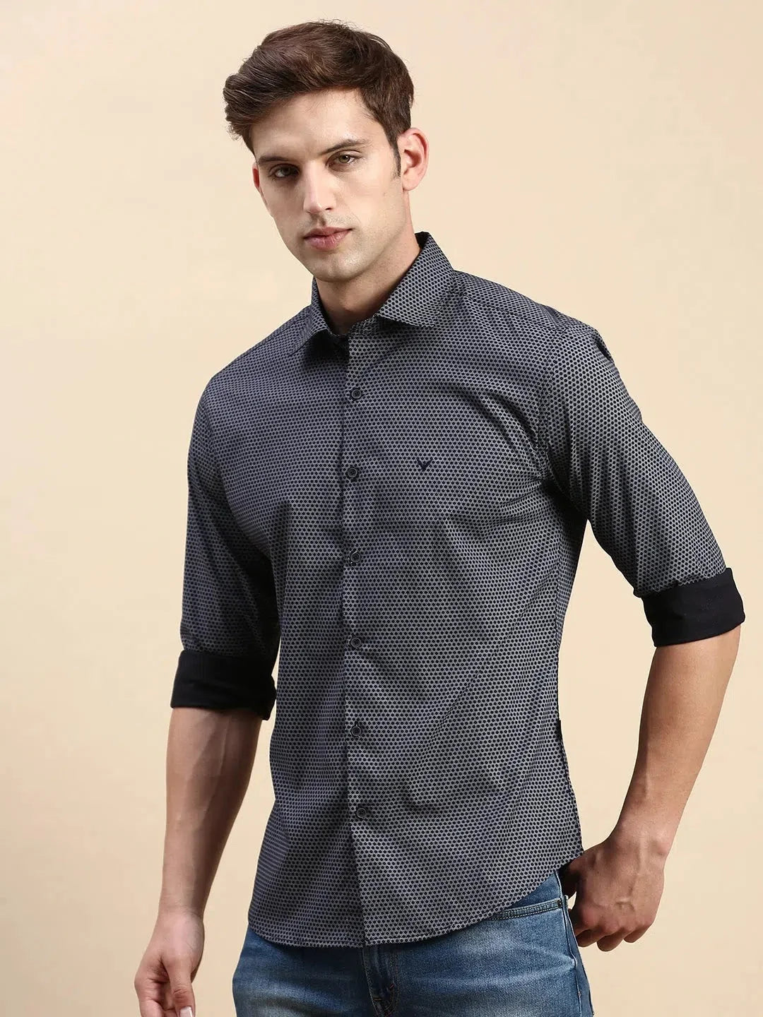 Men's Black Printed Casual Cotton Shirt - Printed Shirt DesiQlo