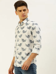 Men White Printed Casual Shirt-LUCIAPRINT-8217-White