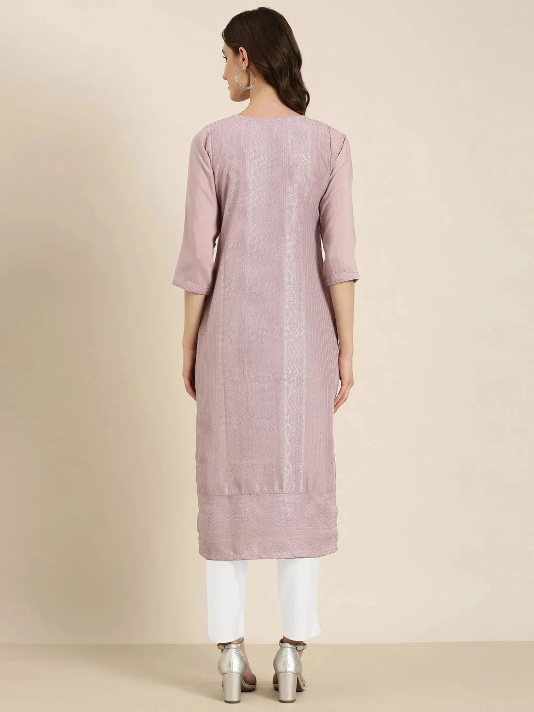 Lavender Embellished Indian Kurta for Ladies - Cotton Kurtas