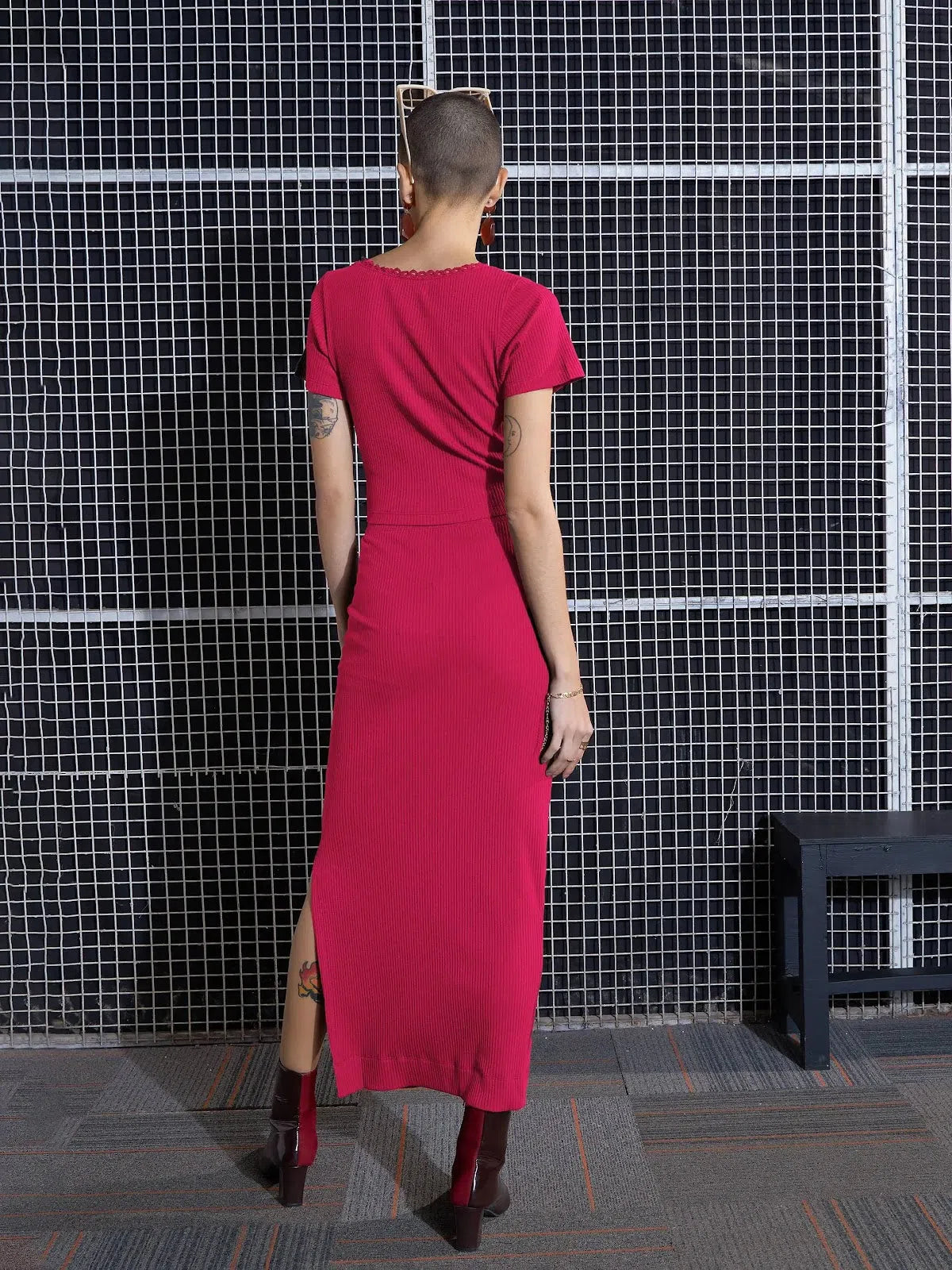 Magenta Rib Top & Skirt Set - Stylish Women's Lehenga Alternative