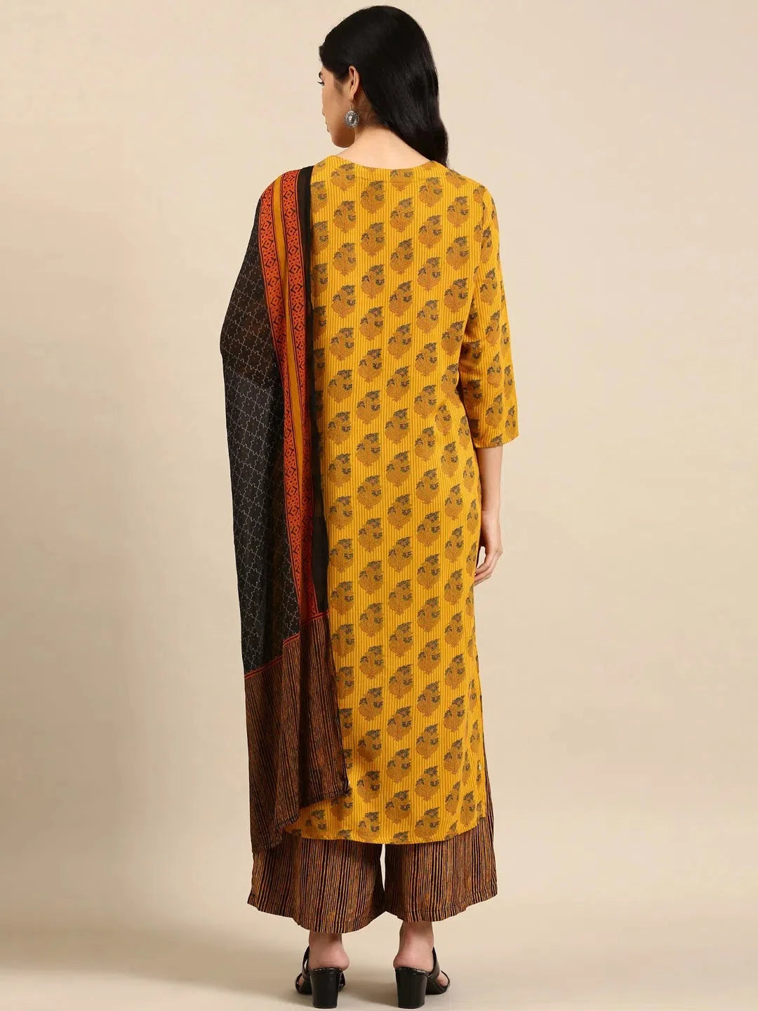 Yellow Floral Cotton Kurta Set | Women's Indian Kurta Sets