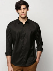 Men Black Solid Casual Casual Shirts-TAVANTAPLAIN-5517-Black