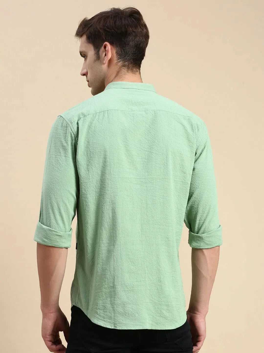 Men's Green Solid Cotton Shirt | Casual & Formal Shirts