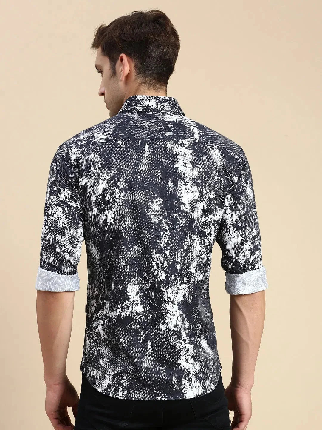 Black Printed Mens Shirt | Cotton Casual Shirts DesiQlo