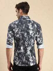 Men Black Printed Casual Shirt-MONTREAL-0794-Black