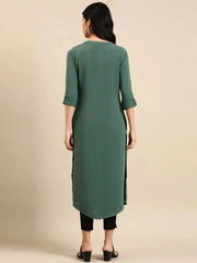 Women's Sea Green Solid Straight Kurta-SKC-3353-Seagreen