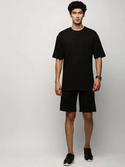 Men Black Solid Casual Co ords-EX-699-Black