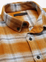 Men Orange Checked Casual Shirt-AARONCHECKS-4351-Orange