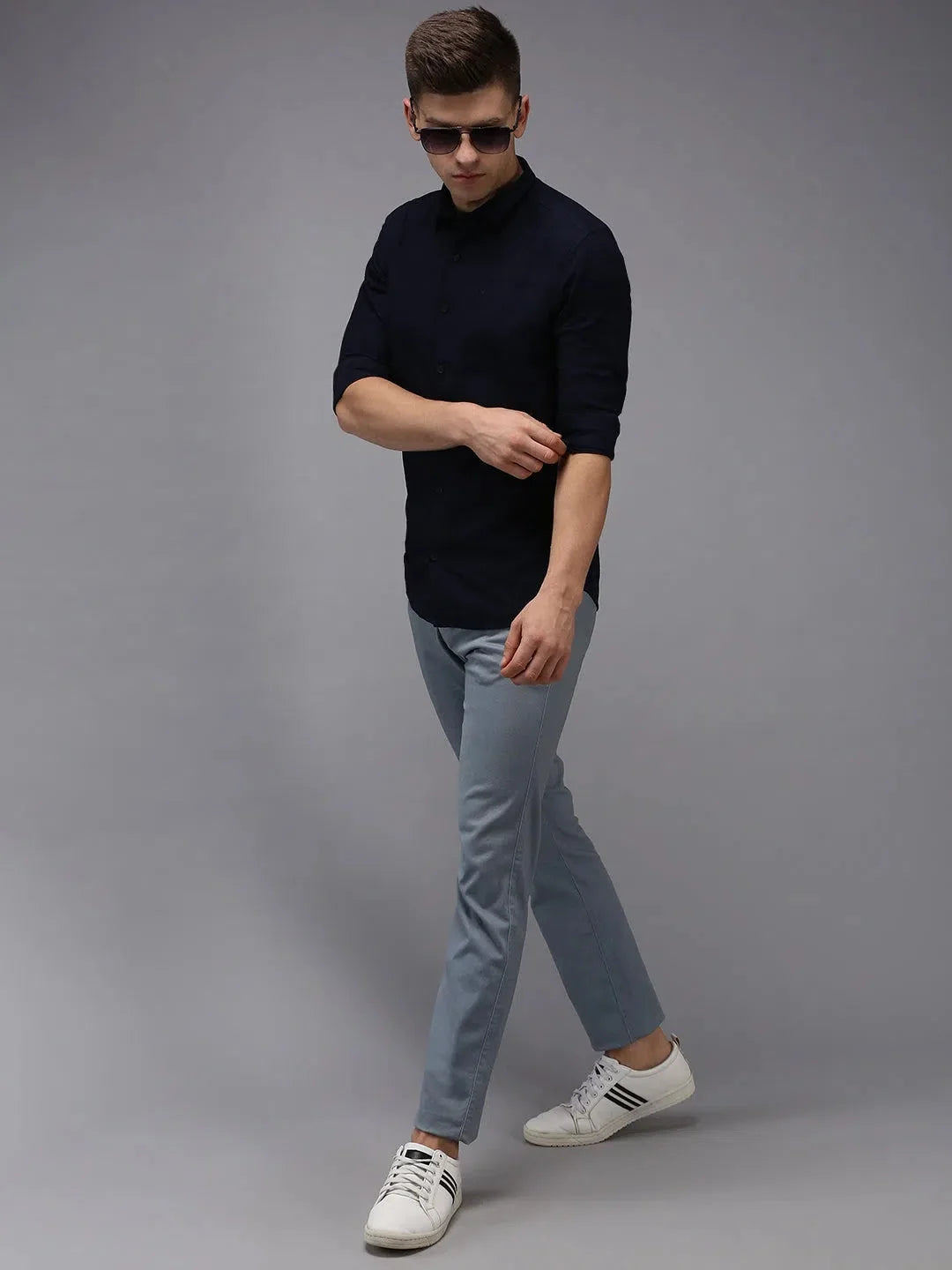 Trending Navy Blue Solid Mens Shirt - Cotton Formal Shirts | DesiQlo