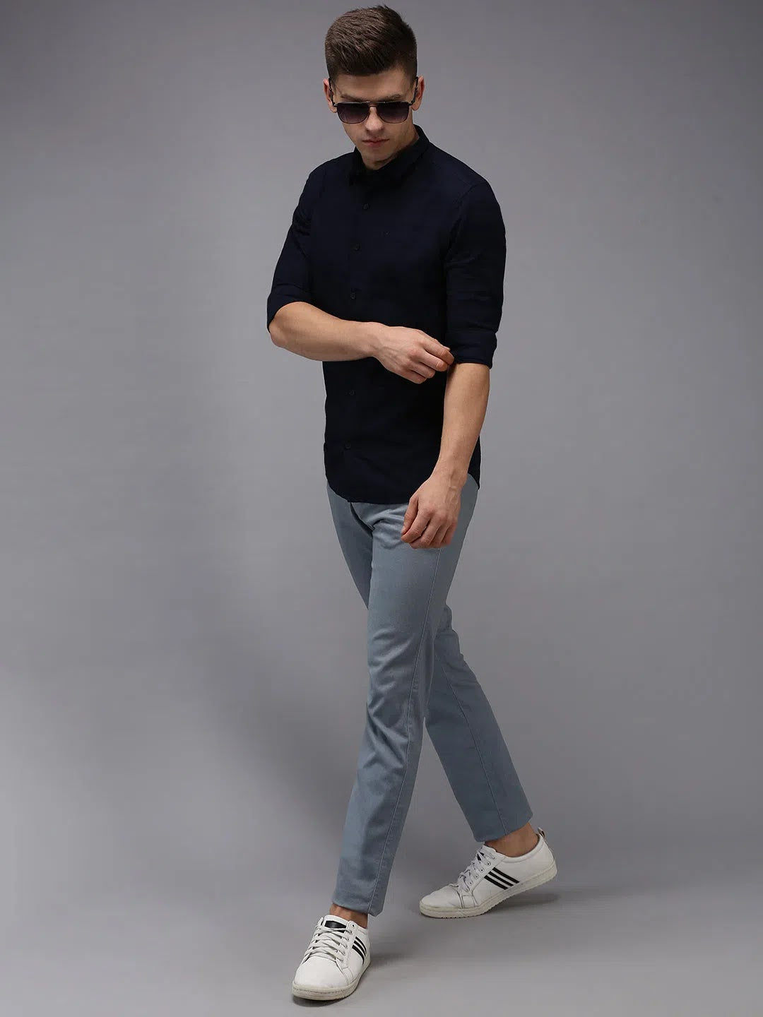 Trending Navy Blue Solid Mens Shirt - Cotton Formal Shirts | DesiQlo