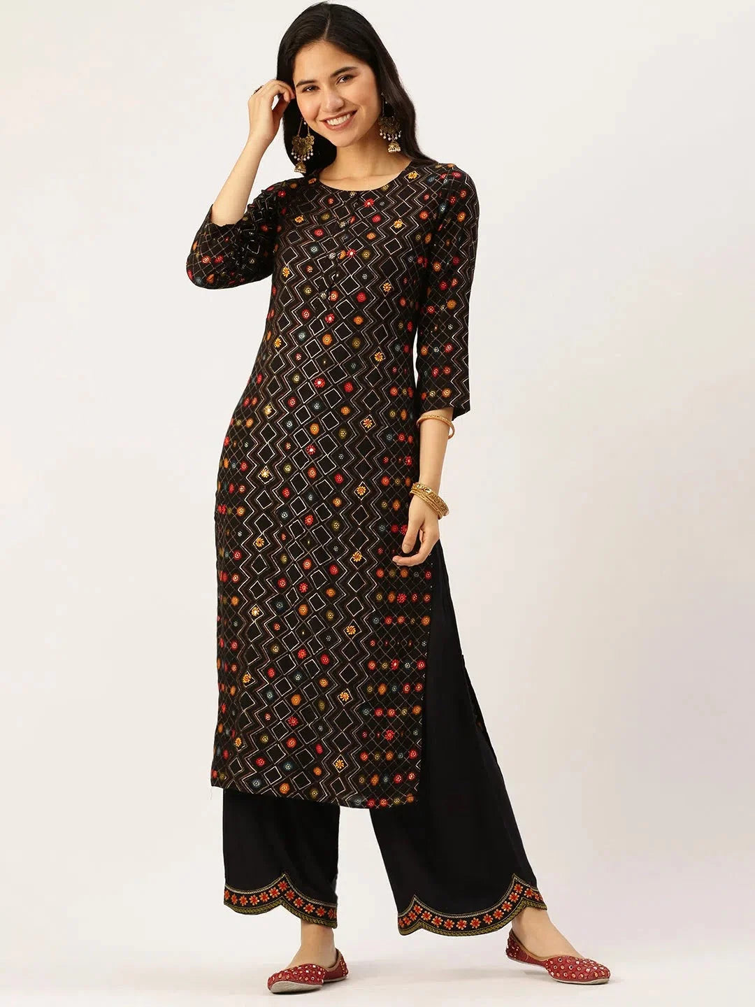 Black Printed Straight Kurta for Women | DesiQlo Collection