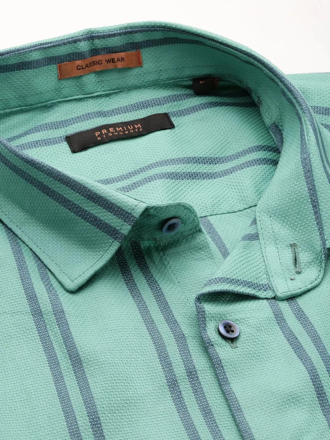 Green Striped Mens Shirt | DesiQlo Cotton Casual Shirts