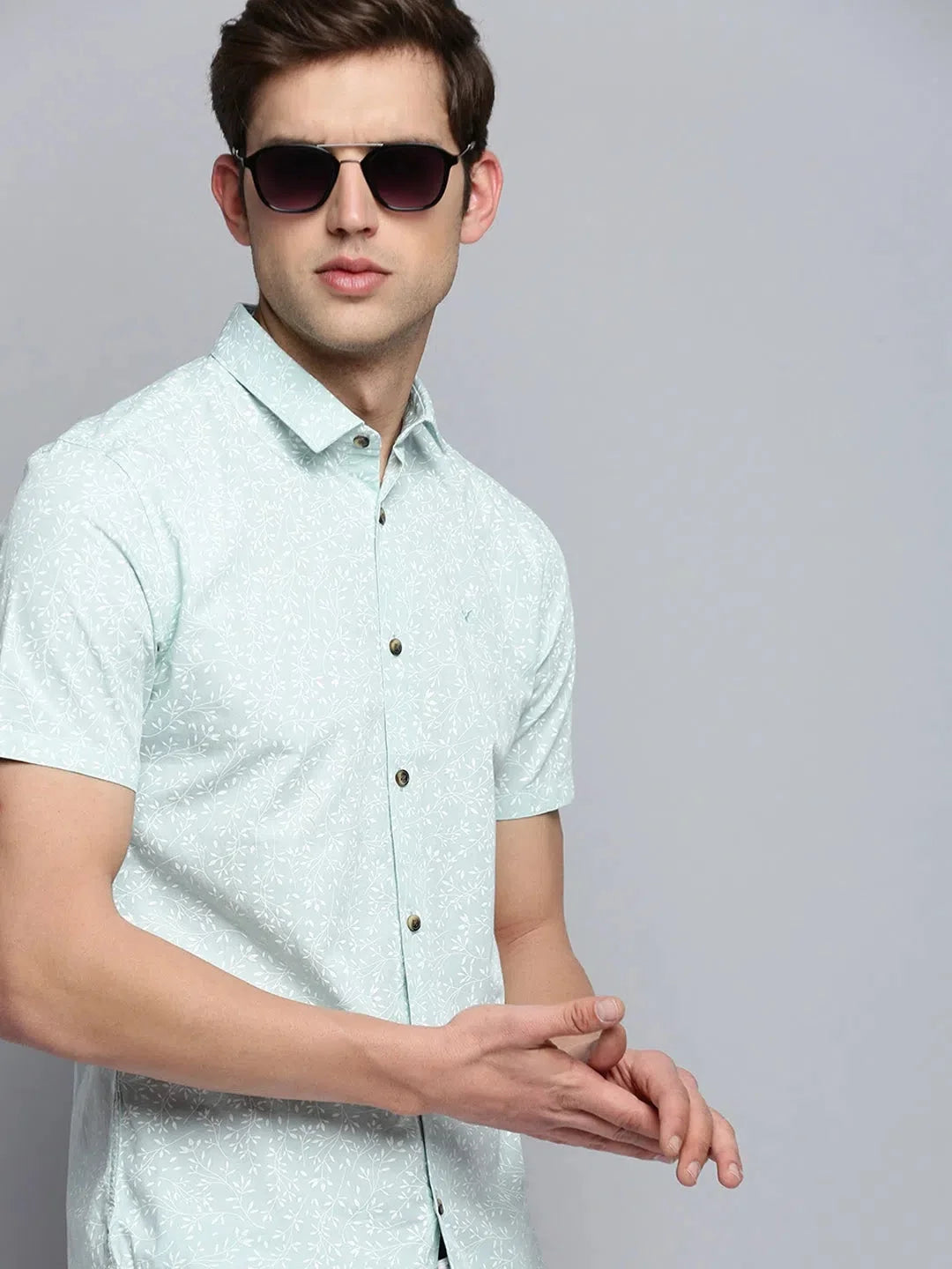 Green Printed Mens Shirt | Cotton Casual Style