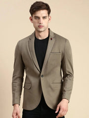 Men Green Solid Casual Blazer-LBR-5500-Olive