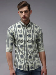 Men Green Printed Casual Shirt-PREMIUMPRINT-1510-Green