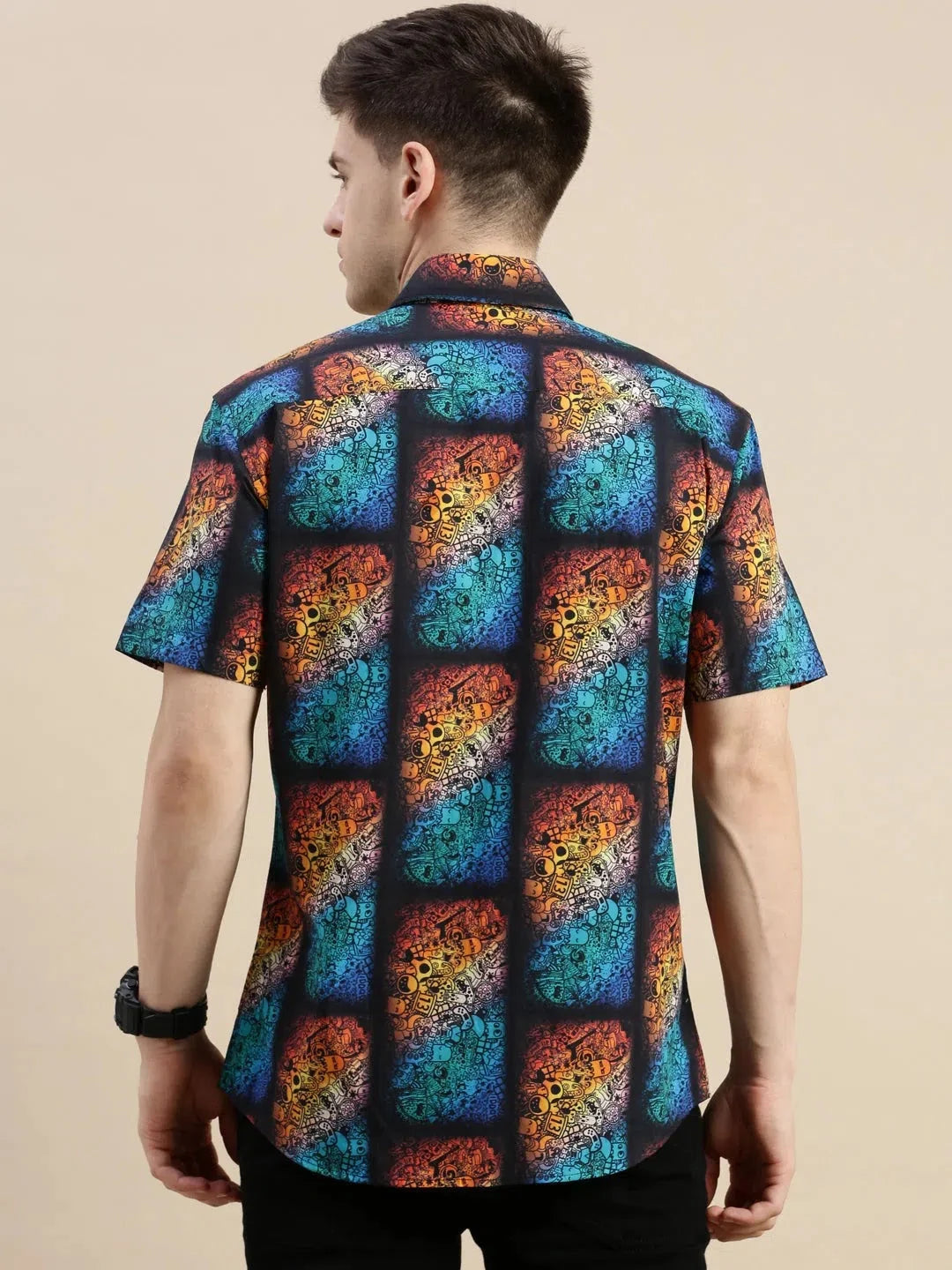 Multi Graphics Printed Shirt | PolySatin Mens Shirt - DesiQlo