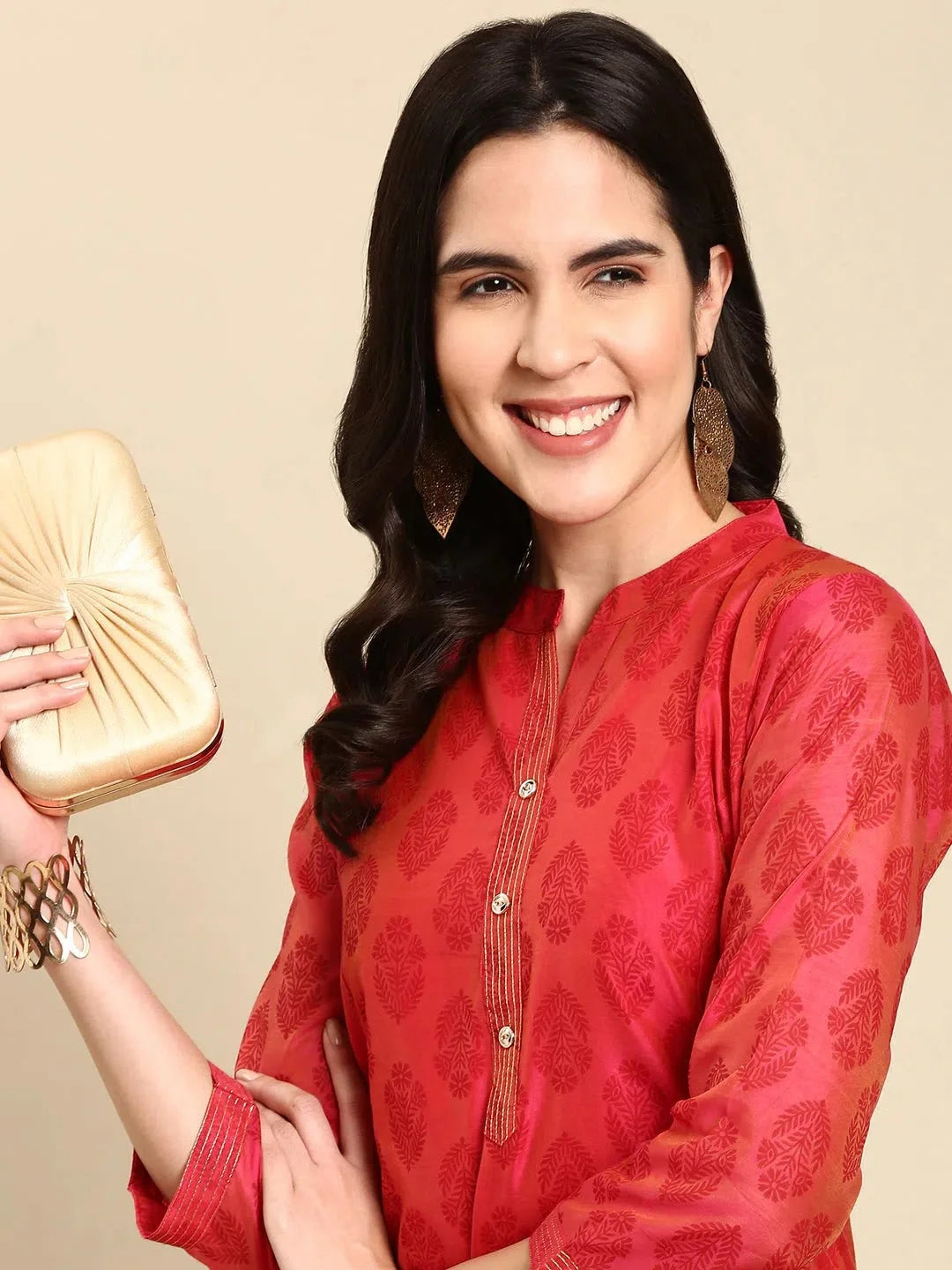 Pink Printed Indian Kurta for Women | Cotton A-Line Kurtis