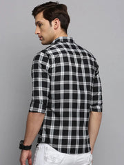 Men Black Checked Casual Shirt-BOXERCHECKS-3342-Black
