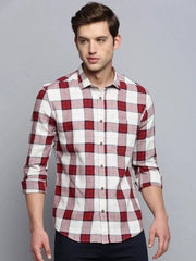 Men Beige Checked Casual Shirt-MARFACHECKS-4434-Beige