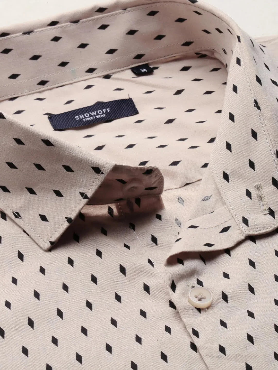 Tan Printed Mens Shirt - DesiQlo Stylish Cotton Casual Shirt