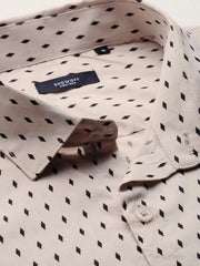Men Tan Printed Casual Shirt-FLIORIONIEPRINT-3503-Tan