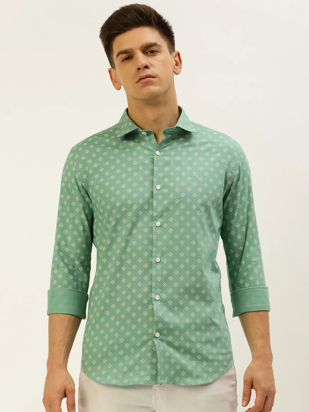 Men's Printed Cotton Shirt | Casual Mens Shirt Seagreen