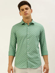 Men Green Printed Casual Shirt-FLIORIONIEPRINT-3512-Seagreen