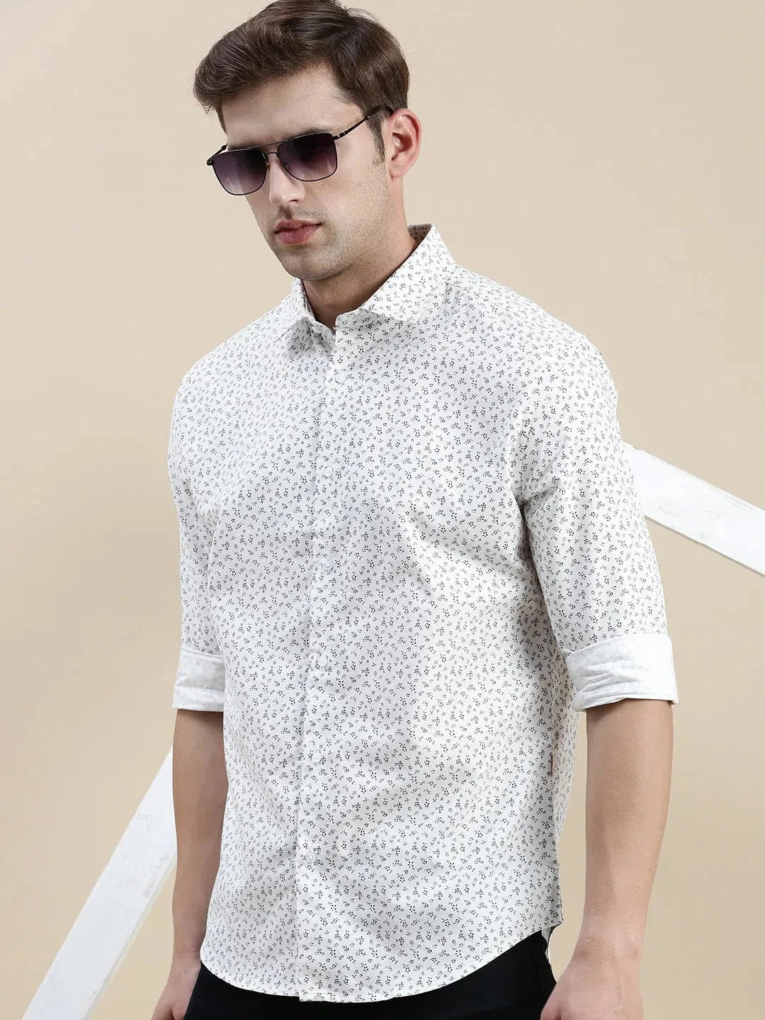 Men White Checked Casual Shirt-DATURA-1814-White