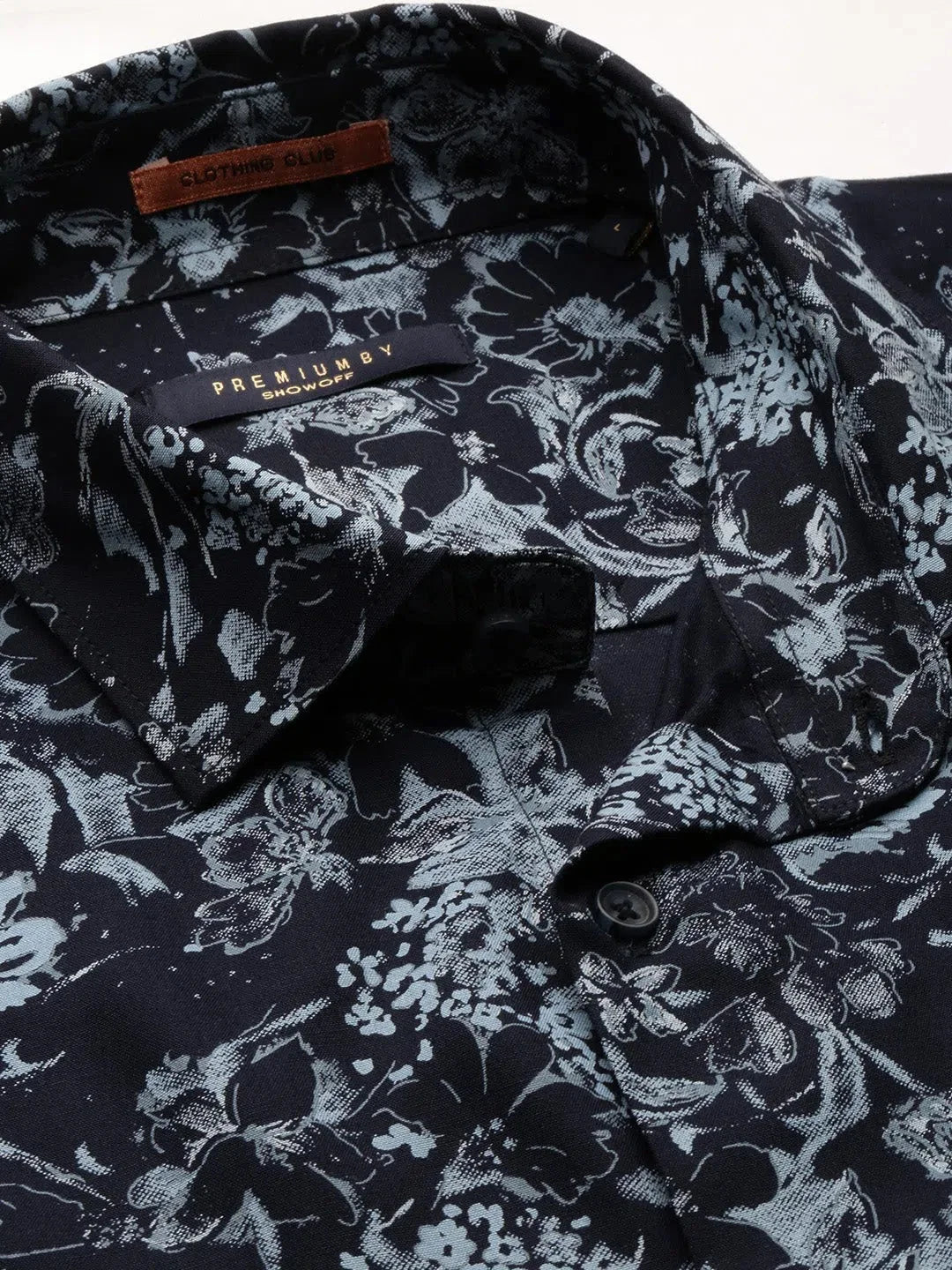 Navy Floral Mens Shirt - Cotton Casual Shirt | DesiQlo